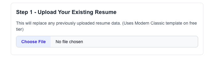 import existing resume